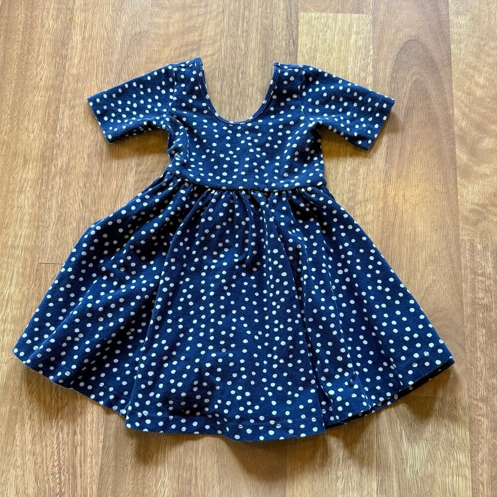 ALICE + AMES navy polka dot swing dress